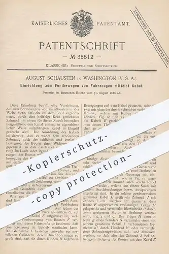 original Patent - August Schausten , Washington , USA , 1886 , Fortbewegen von Fahrzeugen mittelst Kabel
