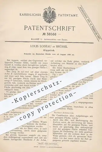 original Patent - Louis Loiseau , Brüssel , 1886 , Kippsieb | Sieb | Erz , Erze , Mineralien , Förderung !!