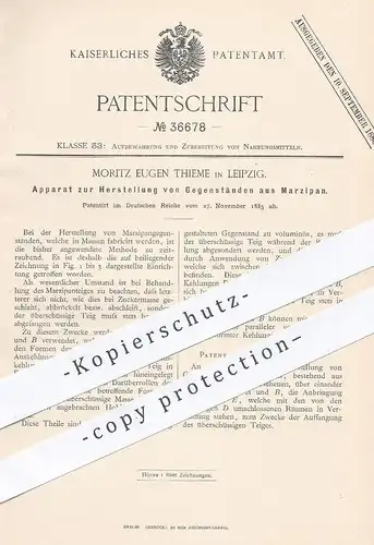 original Patent - Moritz Eugen Thieme , Leipzig , 1885 , Gegenstände aus Marzipan | Confiserie , Pralinen , Zucker !!!