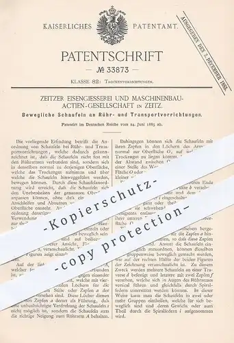 original Patent - Eisengiesserei & Maschinenbau AG , Zeitz , 1885 , Schaufel an Rühr- u. Transportvorrichtungen !!