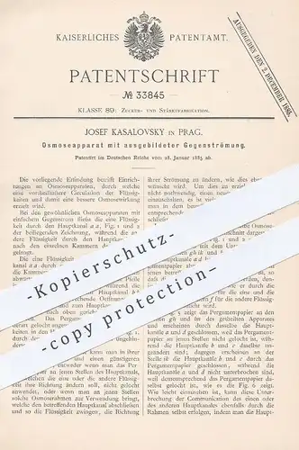 original Patent - Josef Kasalovsky , Prag , 1885 , Osmoseapparat mit ausgebildeter Gegenströmung | Osmose , Zuckerfabrik