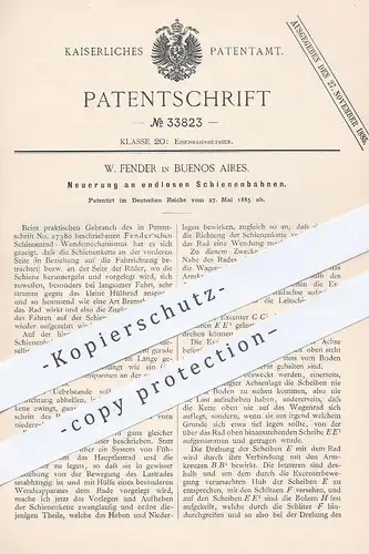 original Patent - W. Fender , Buenos Aires , 1885 , endlose Schienenbahnen | Eisenbahn , Schienen , Straßenbahn !!!
