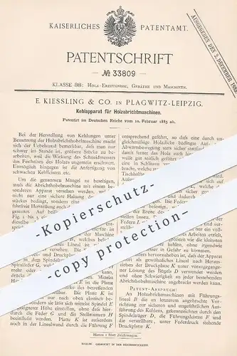 original Patent - E. Kiessling & Co. , Leipzig , 1885 , Kehlung - Holzabrichtmaschinen | Holz - Hobel , Tischler !!
