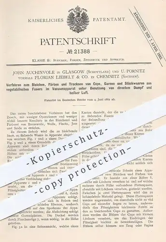 original Patent - John Auchinvole , Glasgow , Schottland | U. Pornitz | F. Liebelt & Co. , Chemnitz , 1882 , Garn Färben