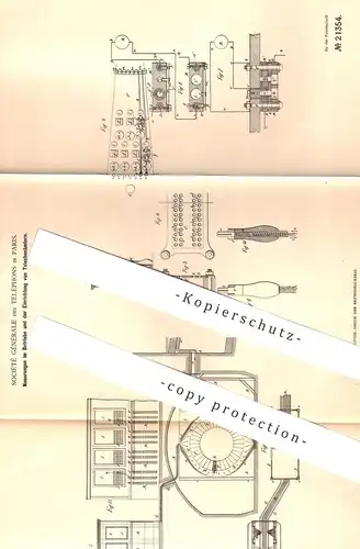 original Patent - Société Générale des Téléphons , Paris , Frankreich , 1881 , Einrichtung von Telephonamt | Telefon !!