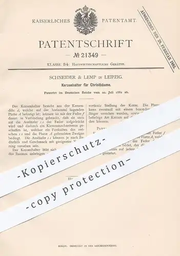 original Patent - Schneider & Lemp , Leipzig , 1882 , Kerzenhalter für Christbäume | Kerze , Kerzen | Weihnachtsbaum !!