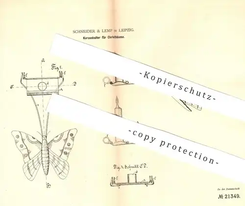 original Patent - Schneider & Lemp , Leipzig , 1882 , Kerzenhalter für Christbäume | Kerze , Kerzen | Weihnachtsbaum !!