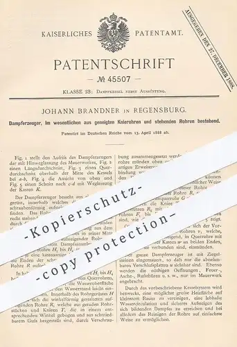 original Patent - Johann Brandner , Regensburg , 1888 , Dampferzeuger | Dampf - Erzeuger | Dampfkessel , Kessel !!