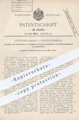 original Patent - Gottfried Kerkau , Berlin Charlottenburg , 1905 , Erzielung von Explosion in Gasturbine | Gas Turbine
