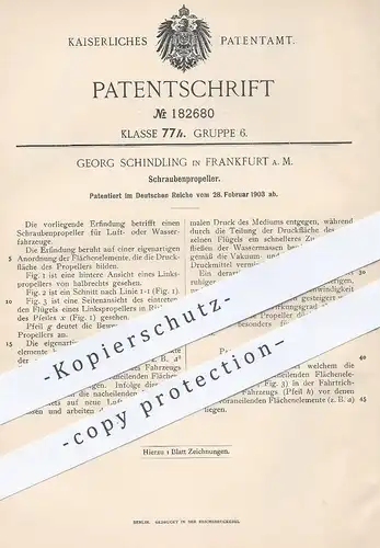 original Patent - Georg Schindling , Frankfurt / Main , 1903 , Schraubenpropeller | Propeller | Luftschiff | Schiff !!