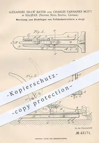 original Patent - Alexander Shaw Bayer , Charles Fairbanks Mott , Halifax , Nova Scotia , Kanada , Werkzeug für Parkett