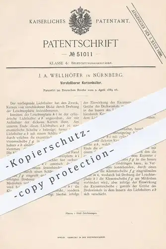 original Patent - J. A. Wellhöfer , Nürnberg , 1889 , Verstellbarer Kerzenhalter | Halter für Kerzen | Kerzenständer !!