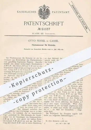 original Patent - Otto Fennel , Kassel , 1889 , Flächenmesser für Dreieck | Fläche messen | Geometrie , Mathematik !!