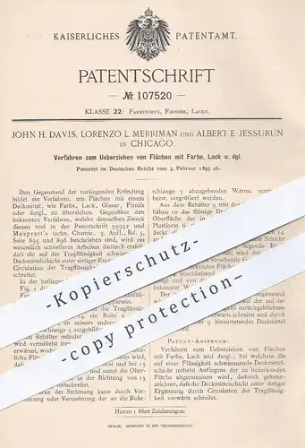 original Patent - John H. Davis , Lorenzo L. Merriman , Albert E. Jessurun , Chicago , 1899 , Überzug mit Farbe , Lack !