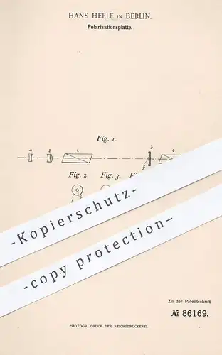 original Patent - Hans Heele , Berlin , 1895 , Polarisationsplatte | Polarisator , Prisma , Prismen | Nicol !!