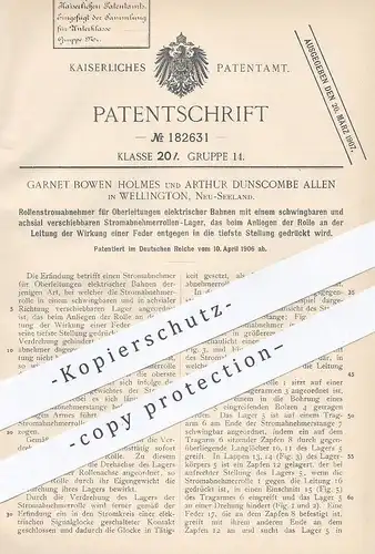 original Patent - Garnet Bowen Holmes , Arthur Dunscombe Allen , Wellington Neuseeland , Stromabnehmer für Oberleitungen