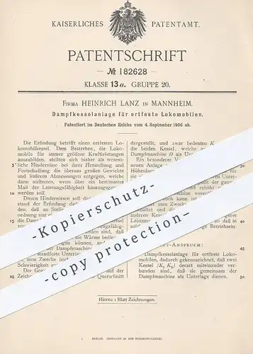 original Patent - Heinrich Lanz , Mannheim , 1906 , Dampfkesselanlage für Lokomobile | Lokomobil - Kessel | Dampfkessel