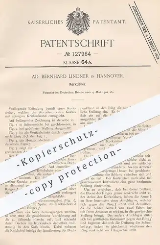 original Patent - Ad. Bernhard Lindner , Hannover , 1901 , Korkzieher | Korkenzieher , Kork , Korken , Wein , Winzer !!