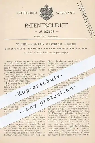 original Patent - W. Abel , Martin Hirschlaff , Berlin 1898 , Automat für Briefmarken | Briefmarke , Brief Marken , Post