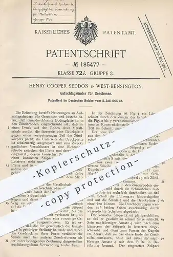 original Patent - Henry Cooper Seddon , West Kensington , 1905 , Aufschlagzünder f. Geschosse | Waffen , Gewehr , Pistol