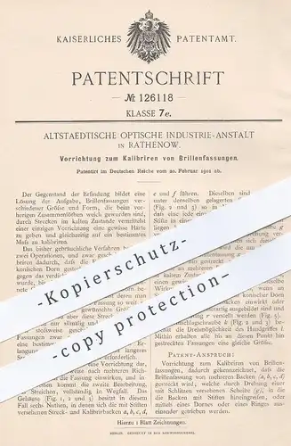 original Patent - Altst. Opt. Industrie Anstalt , Rathenow , 1901 , Kalibrieren von Brillenfassungen | Brille , Optiker