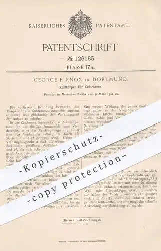 original Patent - George F. Knox , Dortmund , 1901 , Kühlkörper für Kühlräume | Kühlung , Kühlraum , Kühlschrank !!