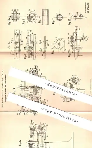 original Patent - Georg Wuttig , Dresden / Löbtau , 1901 , Schrauben- o. Façon - Drehbank | Dreher , Gewinde !!!