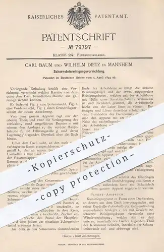 original Patent - Carl Baum , Wilhelm Dietz , Mannheim , 1894 , Schornstein - Reinigung | Schornsteinfeger , Esse !!!