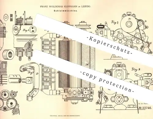 original Patent - Franz Woldemar Klipphahn , Leipzig , 1882 , Schleimmaschine für Schlachter , Fleischer | Schlachterei