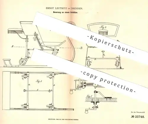 original Patent - Ernst Leutritz , Dresden , 1882 , Schlitten mit Kufen , Räder | Sattlerei , Wagenbau , Wintersport !!!