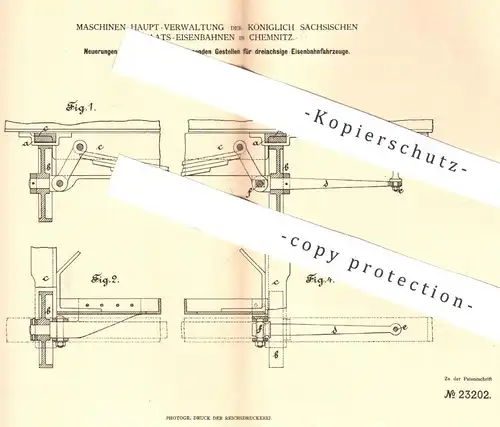 original Patent - Maschinen Haupt Verw. der königlich sächsischen Staats - Eisenbahnen Chemnitz | Lenkachse | Eisenbahn