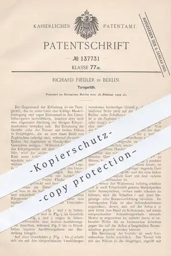original Patent - Richard Fiedler , Berlin , 1902 , Turngerät | Turnen , Turner , Sport , Sportgerät , Sportler !!