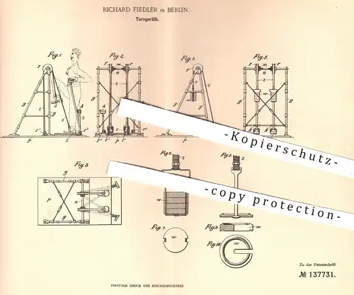 original Patent - Richard Fiedler , Berlin , 1902 , Turngerät | Turnen , Turner , Sport , Sportgerät , Sportler !!