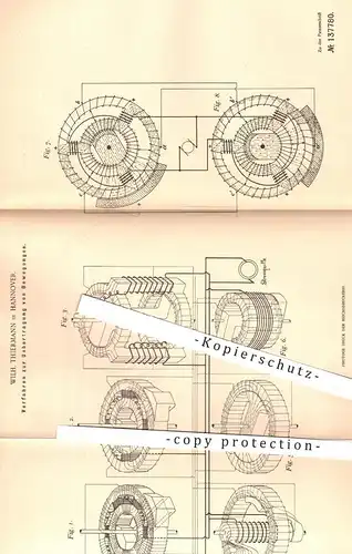 original Patent - Wilh. Thiermann , Hannover , 1901 , Übertragung von Zeichen auf Schiff , im Bergwerk | Strom ,