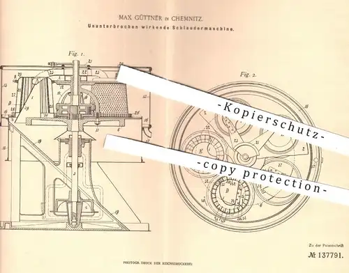 original Patent - Max Güttner , Chemnitz , 1901 , Schleudermaschine | Schleuder | Zucker , Salz , Zuckerfabrik