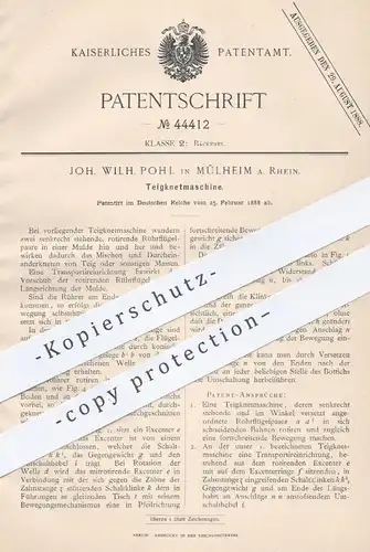 original Patent - Joh. Wilh. Pohl , Mülheim / Rhein , 1888 , Teigknetmaschine | Bäcker , Bäckerei , Backen !!