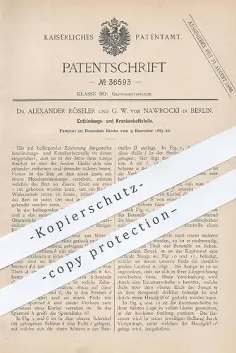 original Patent - Dr. Alexander Röseler , G. W. v. Nawrocki , Berlin , 1885 , Krankenbett | Medizin , Arzt , Krankenhaus