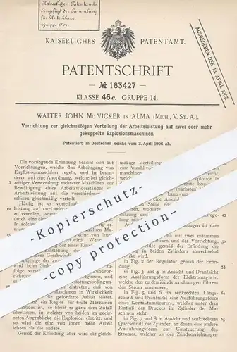 original Patent - Walter John Mc Vicker , Alma , Michigan , USA , 1906 , Explosionsmaschinen | Motor , Gasmotor , Magnet