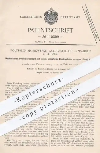 original Patent - Polyphon Musikwerke AG , Leipzig / Wahren , 1898 , Mechan. Streichinstrument | Musikinstrument , Musik