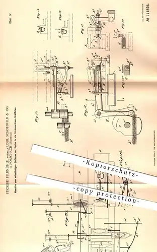 original Patent - Stickerei Feldmühle | Loeb , Schoenfeld & Co. , Rohrschach , Schweiz , 1898 , Spulen der Stickmaschine