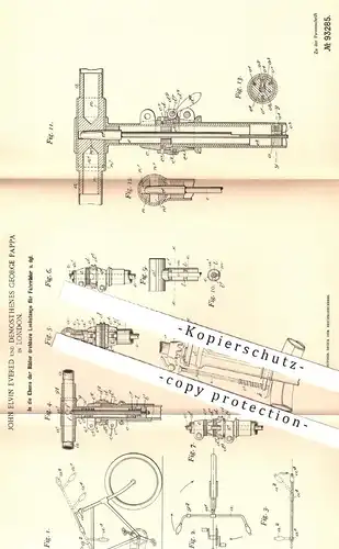 original Patent - John Elvin Evered u. Demosthenes George Pappa , London , 1896 , Lenkstange für Fahrrad | Lenkung !!