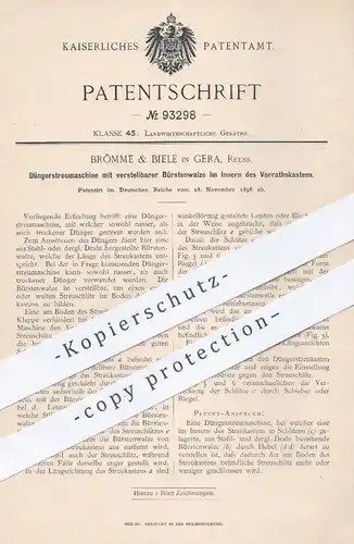 original Patent - Brðmme & Biele , Gera , 1896 , Düngerstreumaschine mit Bürstenwalze | Streumaschine für Dünger