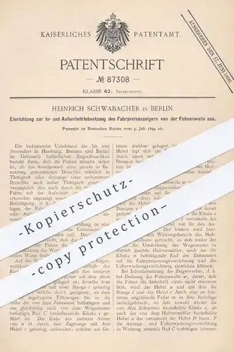 original Patent - Heinrich Schwabacher , Berlin , 1894 , Fahrpreisanzeiger an Droschke | Pferdekutsche , Kutsche , Wagen