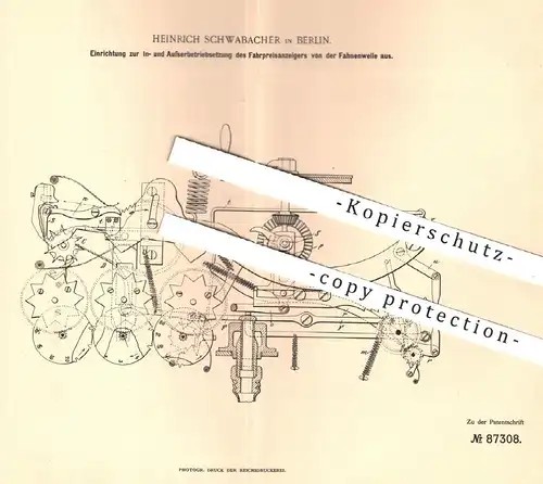original Patent - Heinrich Schwabacher , Berlin , 1894 , Fahrpreisanzeiger an Droschke | Pferdekutsche , Kutsche , Wagen