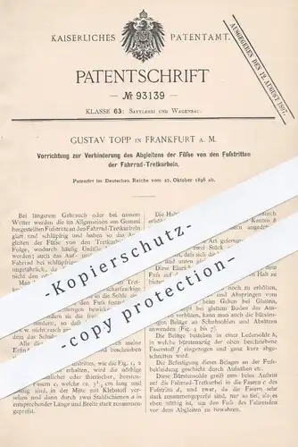 original Patent - Gustav Topp , Frankfurt / Main  1896 , Fußpedal am Fahrrad | Pedal , Tretkurbel , Fahrräder , Fußtritt