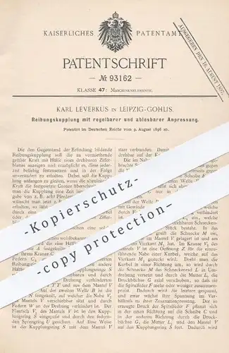 original Patent - Karl Leverkus , Leipzig / Gohlis , 1896 , Reibungskupplung | Kupplung , Motor , Motoren , Eisenbahn