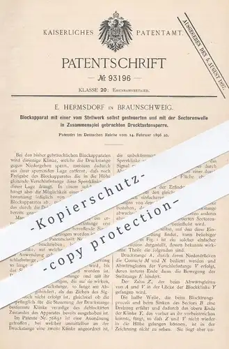 original Patent - E. Hermsdorf , Braunschweig , 1896 , Blockapparat mit Drucktastensperre | Stellwerk , Eisenbahn !!