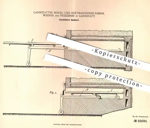 original Patent - Misch- u. Knetmaschinen Fabrik Werner & Pfleiderer , Cannstatt , 1894 , Backherd | Herd , Bäcker !!