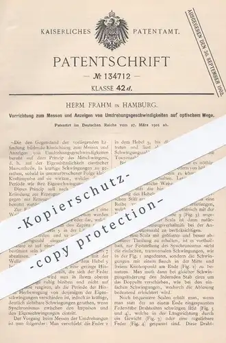 original Patent - Herm. Frahm , Hamburg , 1901 , Messen und Anzeigen von Umdrehungsgeschwindigkeiten | Umdrehung