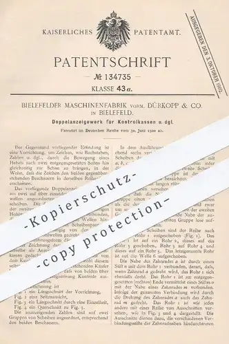 original Patent - Maschinenfabrik Bielefeld vorm. Dürkopp & Co. , 1900 , Anzeigewerk für Kontrollkasse | Kasse , Kassen